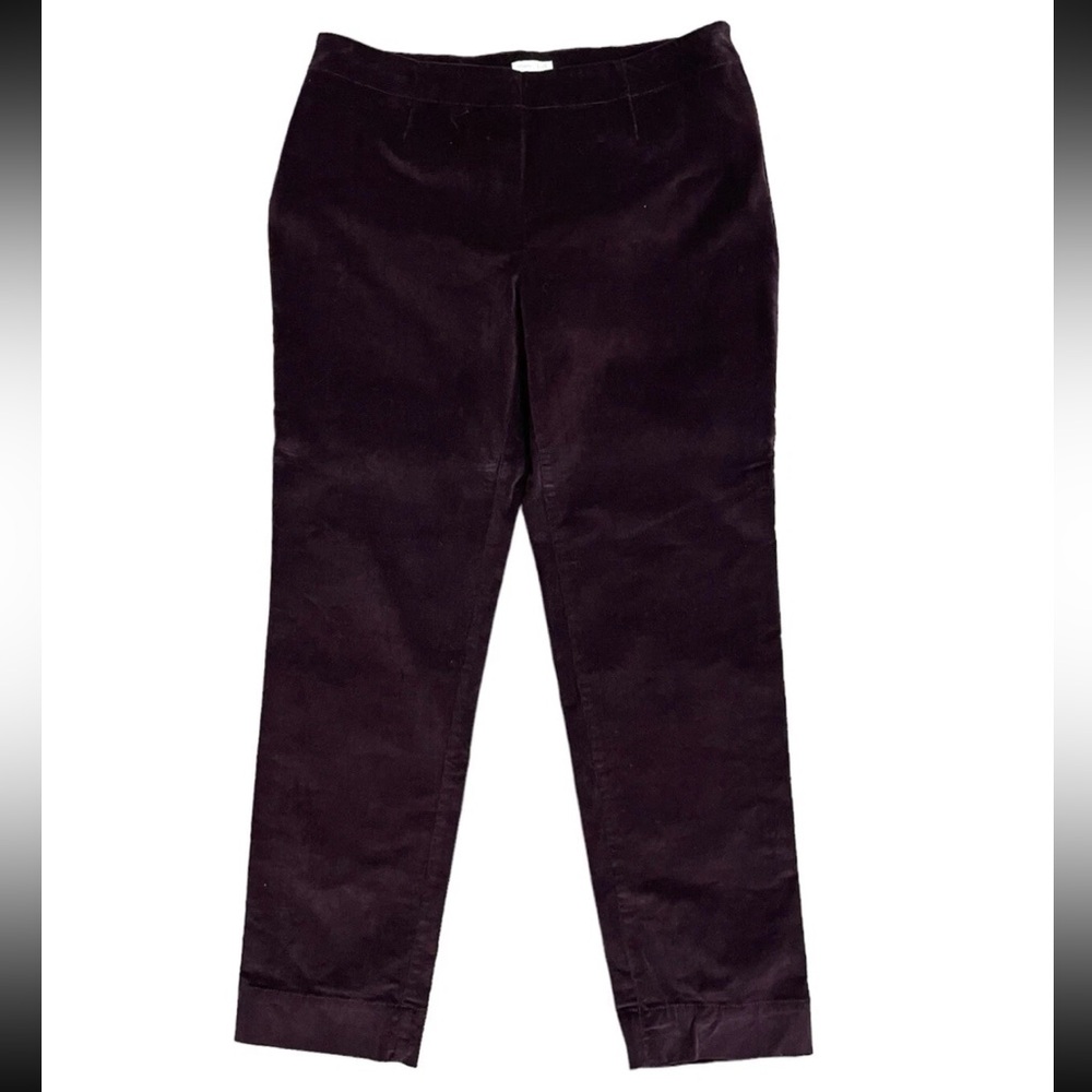 J. Jill Dark Plum Purple Cotton Corduroy Straight Leg Cropped Ankle Pants